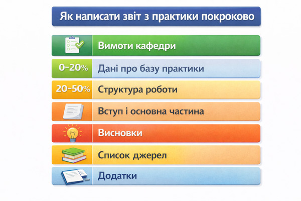 Структура звіту з практики з основними розділами