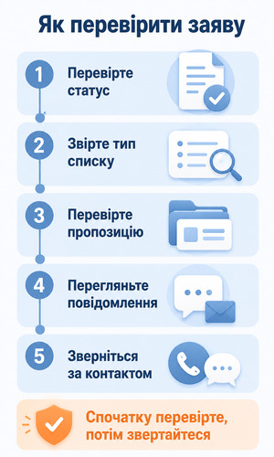 Покрокова перевірка заяви вступника, якщо її немає у рейтинговому списку