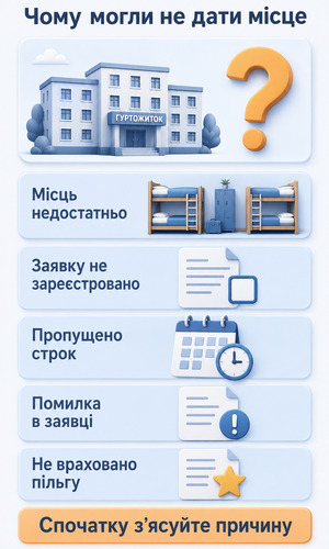 Основні причини, через які першокурснику могли не надати місце в гуртожитку