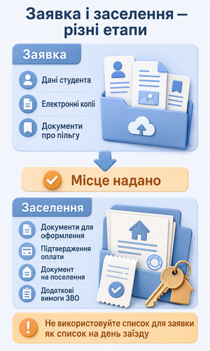 Різниця між документами для заявки на гуртожиток і пакетом для фактичного заселення