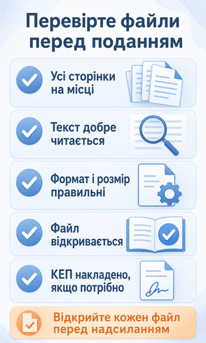 Чекліст перевірки файлів перед дистанційним поданням документів до університету