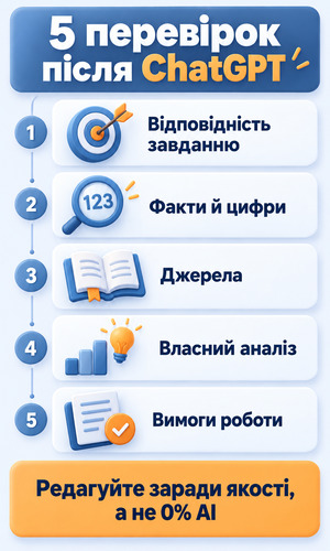 П’ять перевірок тексту після ChatGPT перед використанням у студентській роботі