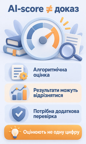 Інфографіка про те, чому AI-score не є доказом використання ChatGPT